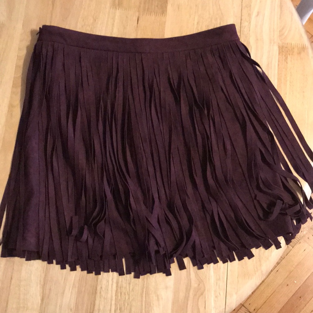 548 Saks fringe eggplant colored skirt size 8